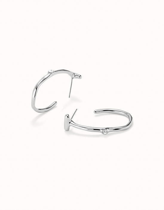 UNOde50 White Topaz Silver Hoop Earrings