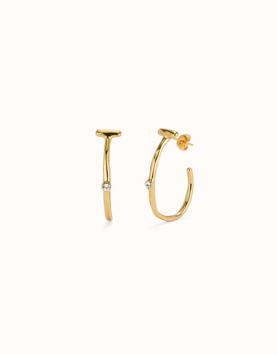 UNOde50 White Topaz Gold  Hoop Earrings