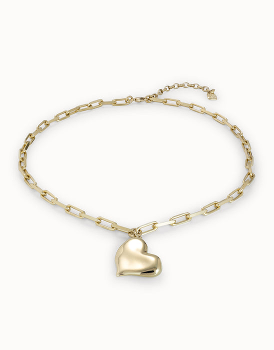 UNOde50 Heart Pendant Link Chain Gold Necklace