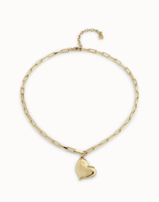 UNOde50 Heart Pendant Link Chain Gold Necklace