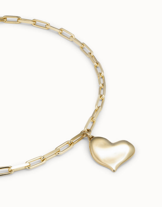 UNOde50 Heart Pendant Link Chain Gold Necklace