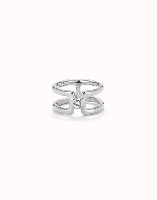 UNOde50 White Topaz Double Silver Ring