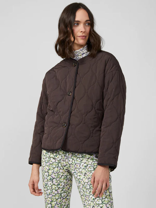 Great Plains Womens Utility Diamond Quilted Parka Coat Cocoa