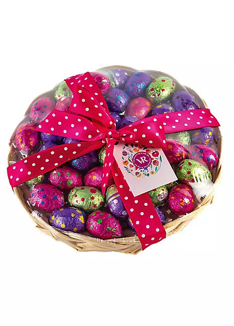 Van Roy Basket of Foiled Chocolate Easter eggs