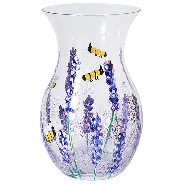 Bees In Lavender Glass Flower Vase