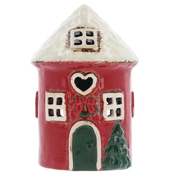 Village Pottery Xmas Red Round Mini House