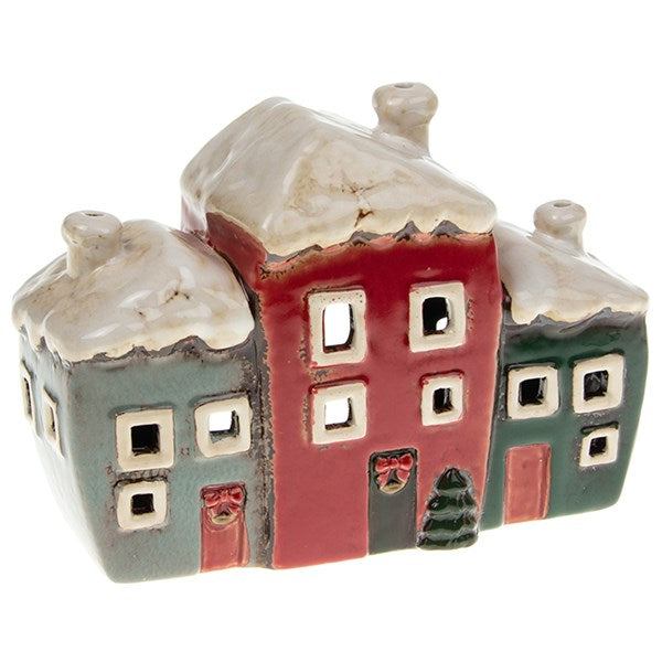 Village Pottery Xmas 3 Houses Tealight