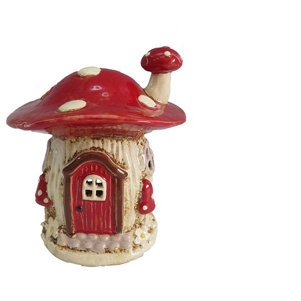 Village Pottery Mushroom Red House Tealight