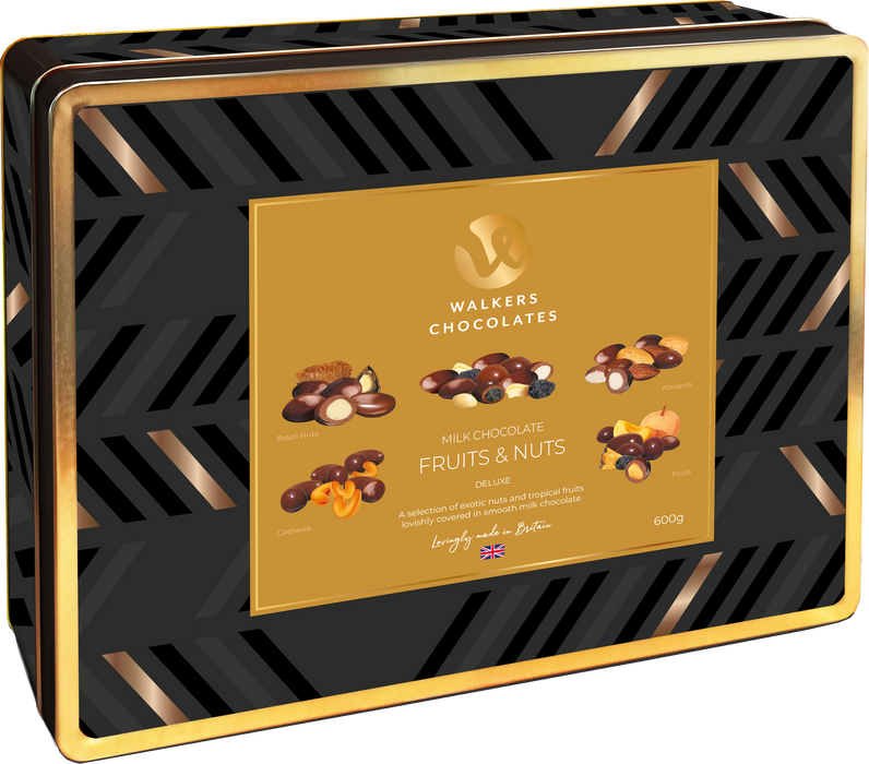 Walkers Luxury Milk Chocolate Covered Fruits and Nuts Tin