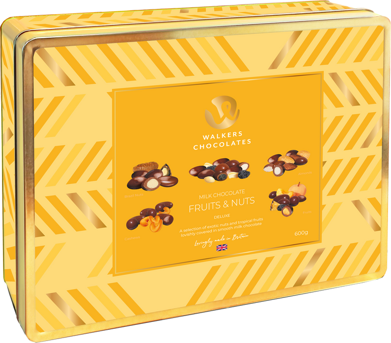 Walkers Luxury Milk Chocolate Covered Fruits And Nuts Tin