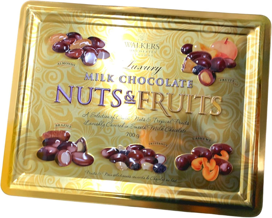 Walkers Luxury Milk Chocolate Covered Fruits and Nuts Tin