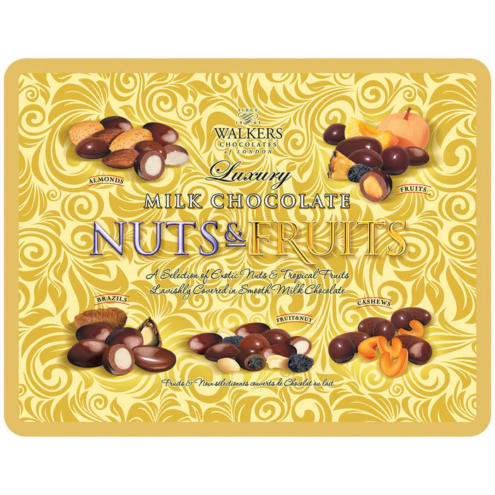 Walkers Luxury Milk Chocolate Covered Fruits and Nuts Tin