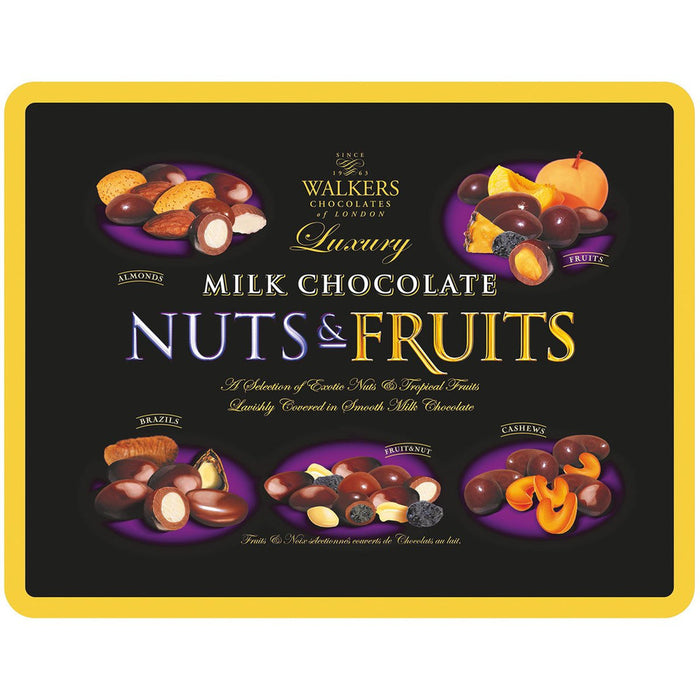 Walkers Luxury Milk Chocolate Covered Fruits and Nuts Tin