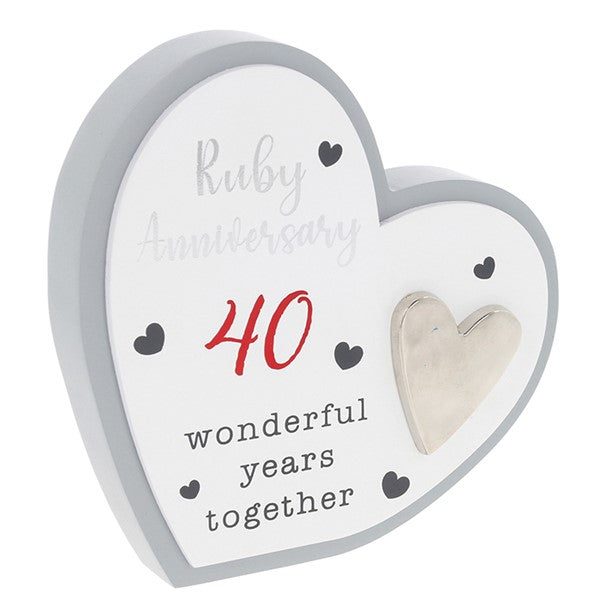 Celebration Heart Plaque 40th Anniversary