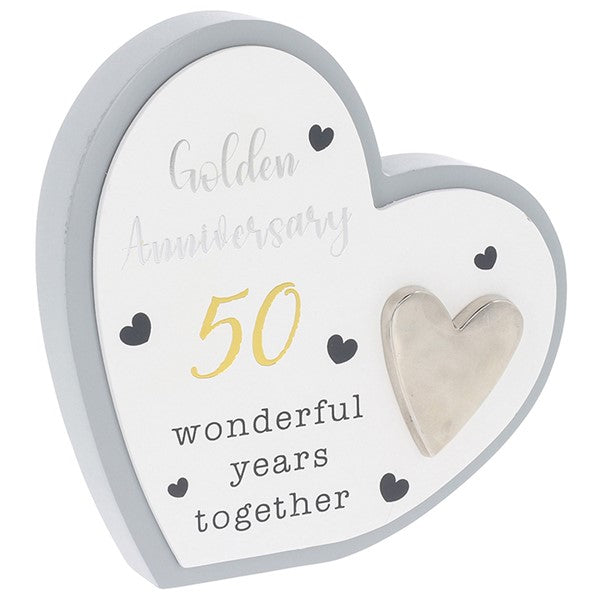 Celebration Heart Plaque 50th Anniversary