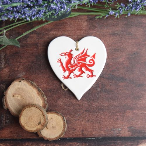 Broadlands Pottery Dragon Hanging Heart