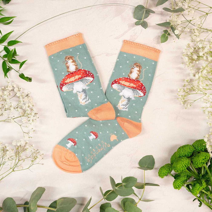 Wrendale Designs 'He's a Fungi' mouse socks