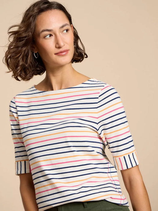 White Stuff Women's Sydney Boat Neck Tee - Ivory Multi