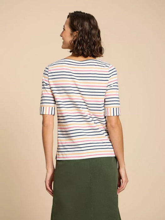 White Stuff Women's Sydney Boat Neck Tee - Ivory Multi