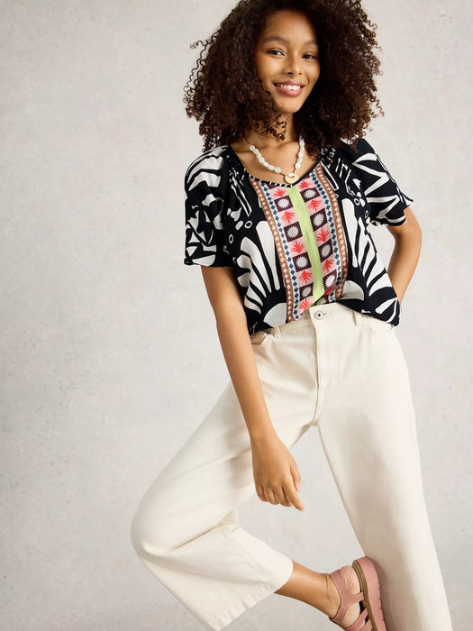 White Stuff Women's Imogen Sleeveless Top In Navy Print