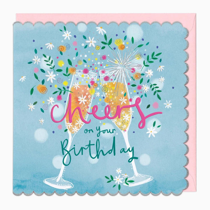 Whistlefish Fizz & Flowers Birthday Card