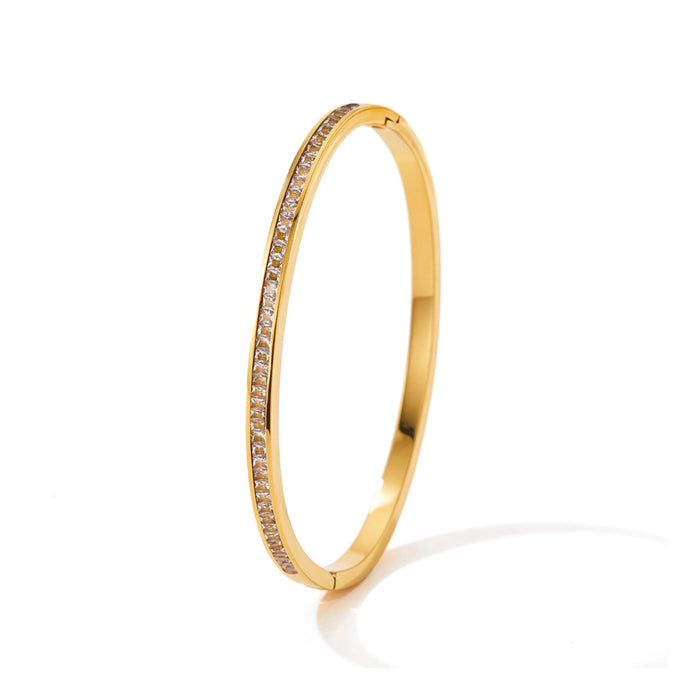 White Leaf Cubic Zirconia Inset Bracelet In Gold