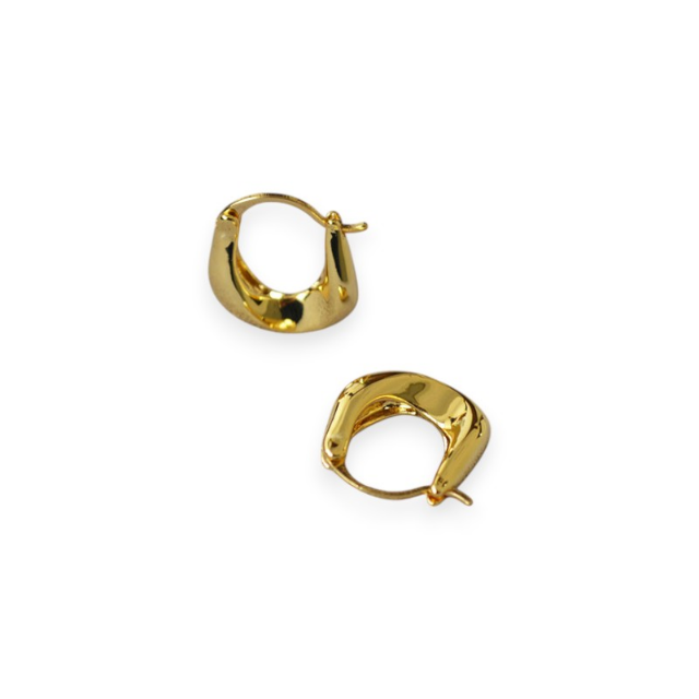 White Leaf Melted Mini Hoop Earrings 18kt Gold Plate