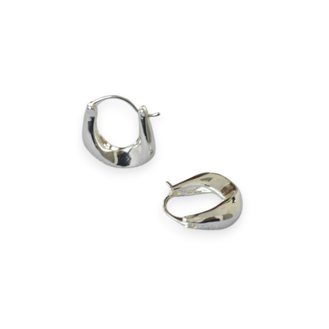 White Leaf Melted Mini Hoop Earrings Sterling Silver