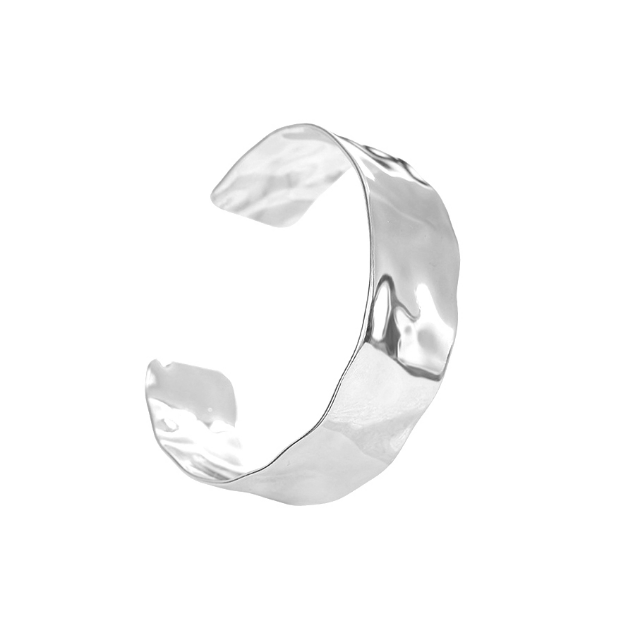 White Leaf Misshape Bangle Sterling Silver