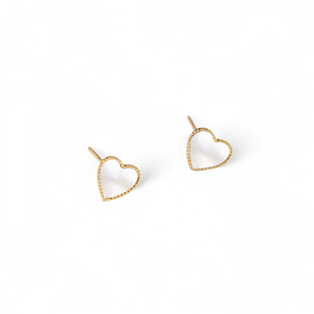 White Leaf Mother Of Pearl Earrings 18K Gold