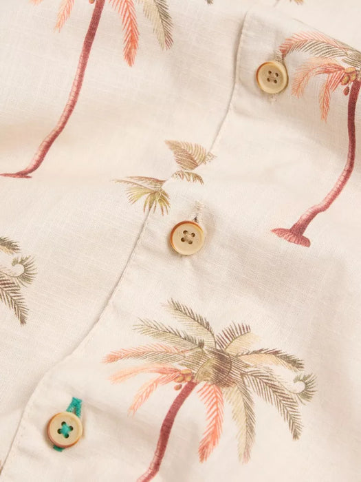 White Stuff Men's Natural Print Palm Tree Printed Shirt