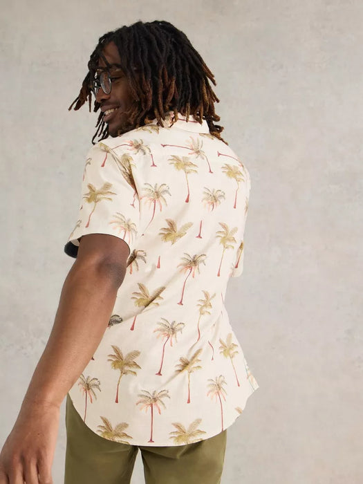 White Stuff Men's Natural Print Palm Tree Printed Shirt