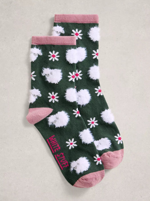 White Stuff Women's Fluffy Ankle Sock In Dark Green