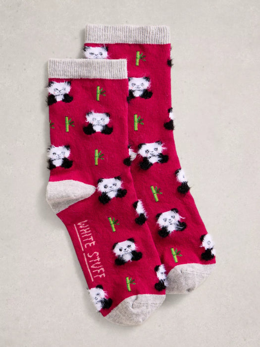 White Stuff Women's Fluffy Ankle Sock In Dark Pink