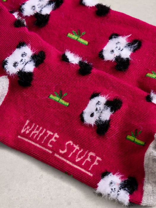 White Stuff Women's Fluffy Ankle Sock In Dark Pink