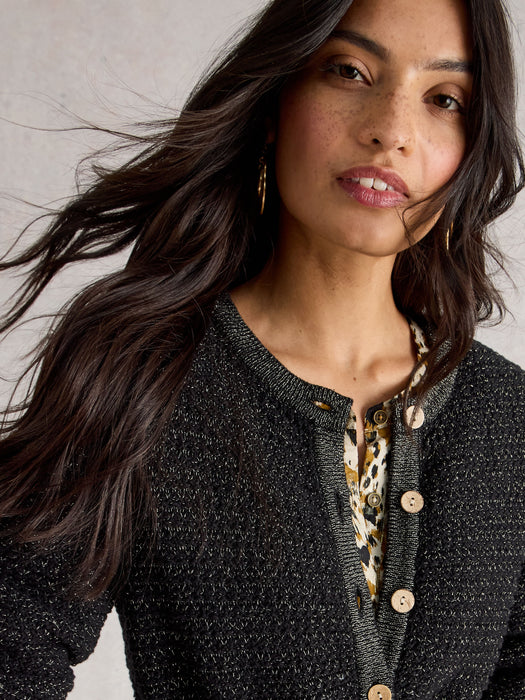 White Stuff Women's Belle Sparkle Cardi In Pure Black