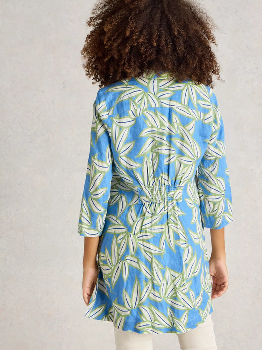 White Stuff Women's Blake Linen Collared Tunic In Blue Print