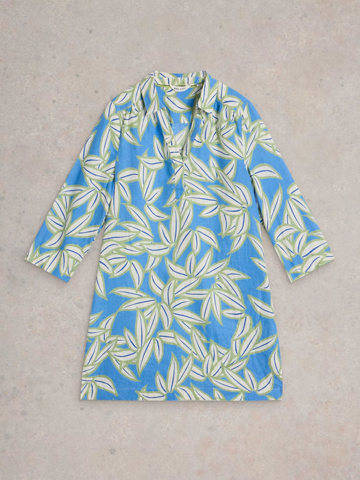 White Stuff Women's Blake Linen Collared Tunic In Blue Print