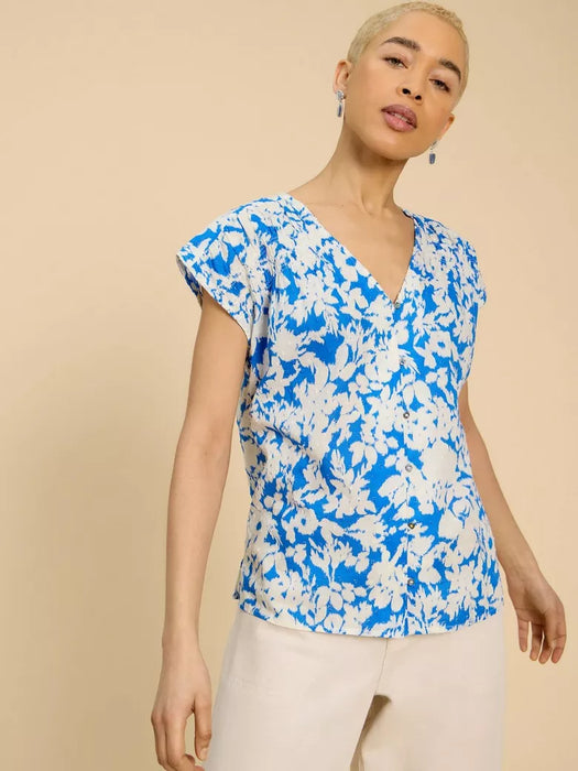 White Stuff Women's Blue Multi Rae Organic Cotton Vest