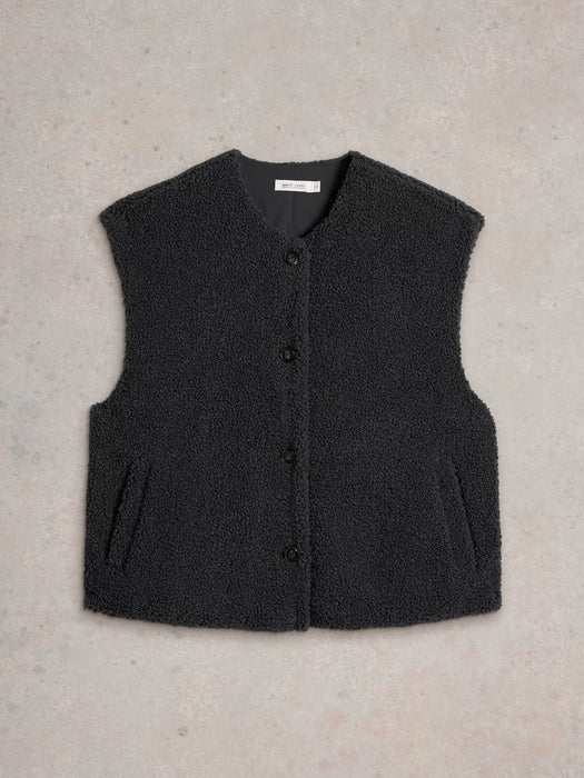 White Stuff Women's Borg Gilet In Charcoal Grey