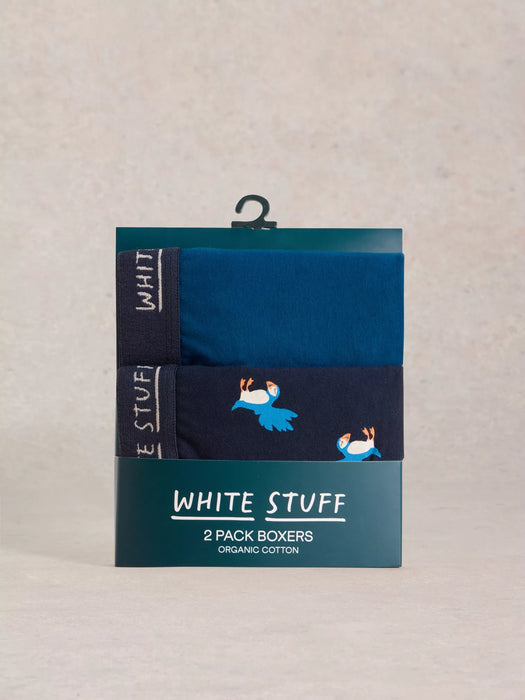 White Stuff Men's 2 Pack Boxers Plain Print In Mid Teal