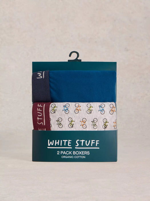 White Stuff Men's 2 Pack Boxers Plain Print In Teal Multi