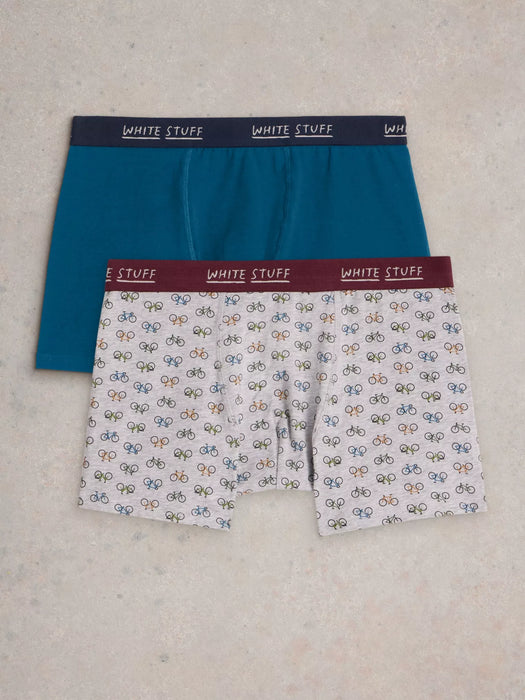 White Stuff Men's 2 Pack Boxers Plain Print In Teal Multi