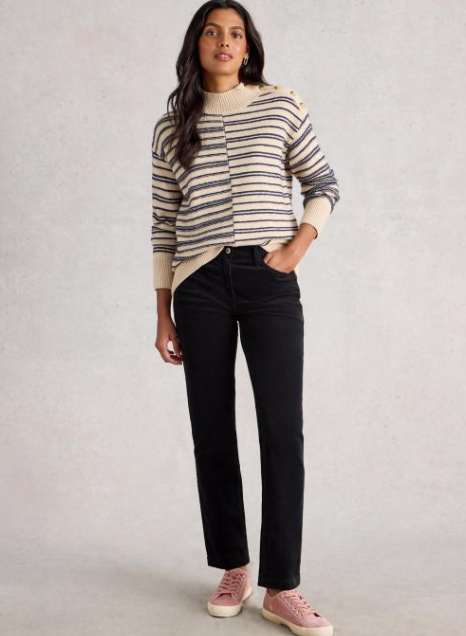 White Stuff Women's Brooke Cord Straight Trouser In Charcoal Grey