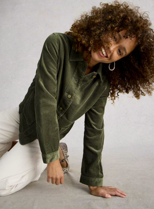 White Stuff Women's Carrie Cord Long Sleeve Jacket In Dusk Green