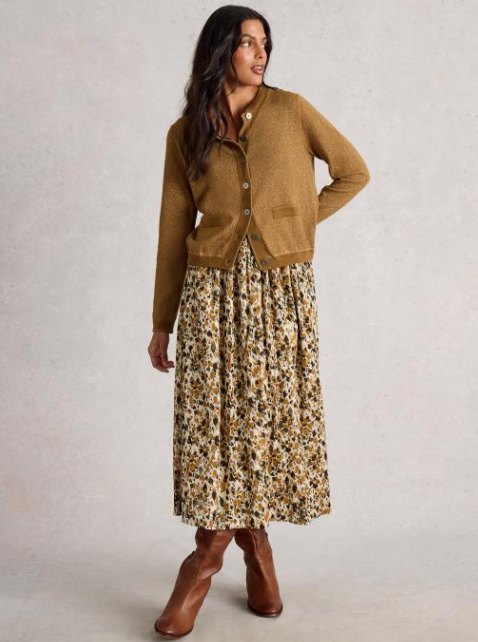 White Stuff Women's Charlotte Sparkle Cardi In Dark Chartreuse