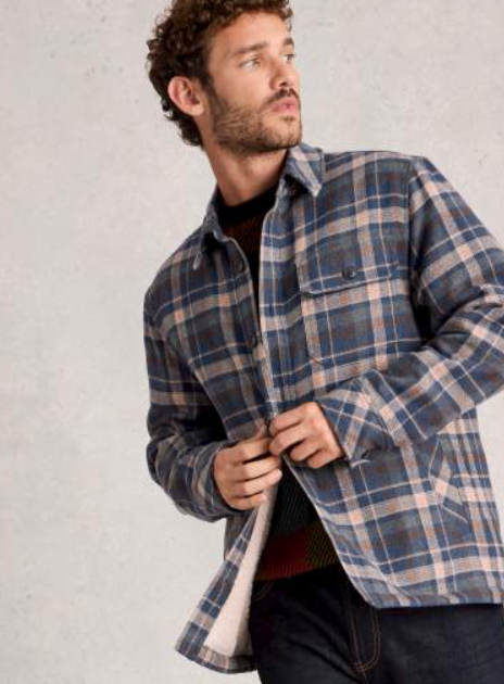 White Stuff Men's Check Borg Trucker In Blue Multi