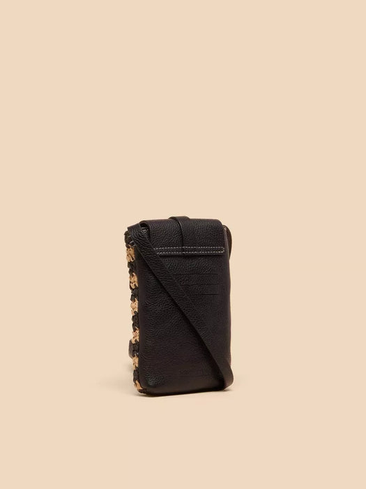 White Stuff Women's Clara Buckle Raffia Phone Bag  - Black Multi