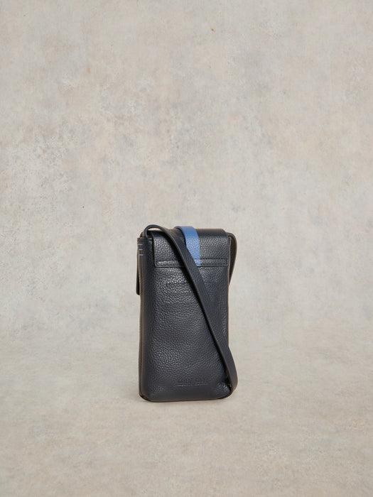 White Stuff Clara Buckle Leather Phone Bag In French Navy