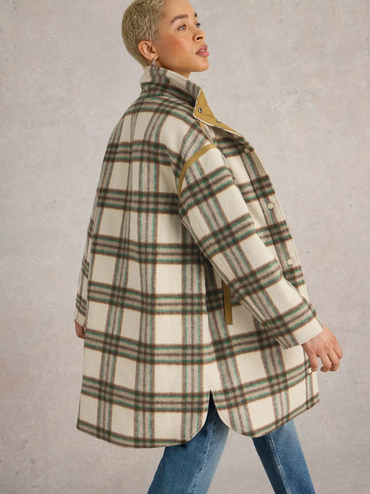 White Stuff Women's Marlowe Reversible Check Coat In Ivory Multi